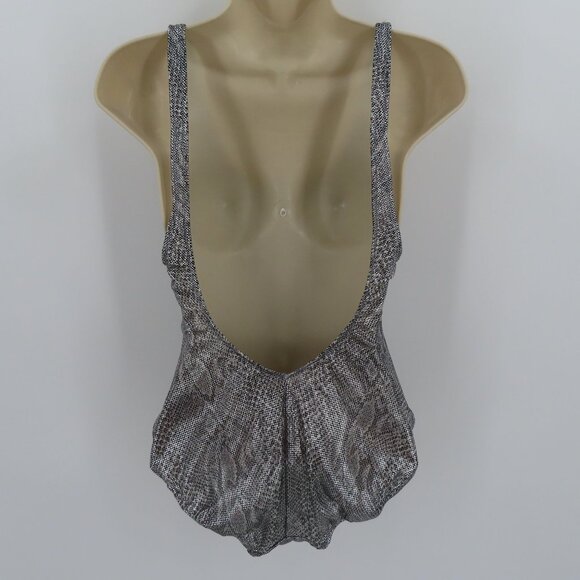 Vintage Gottex Women 12 Metallic Silver Snakeskin Snake Print One Piece Swimsuit - Picture 5 of 13